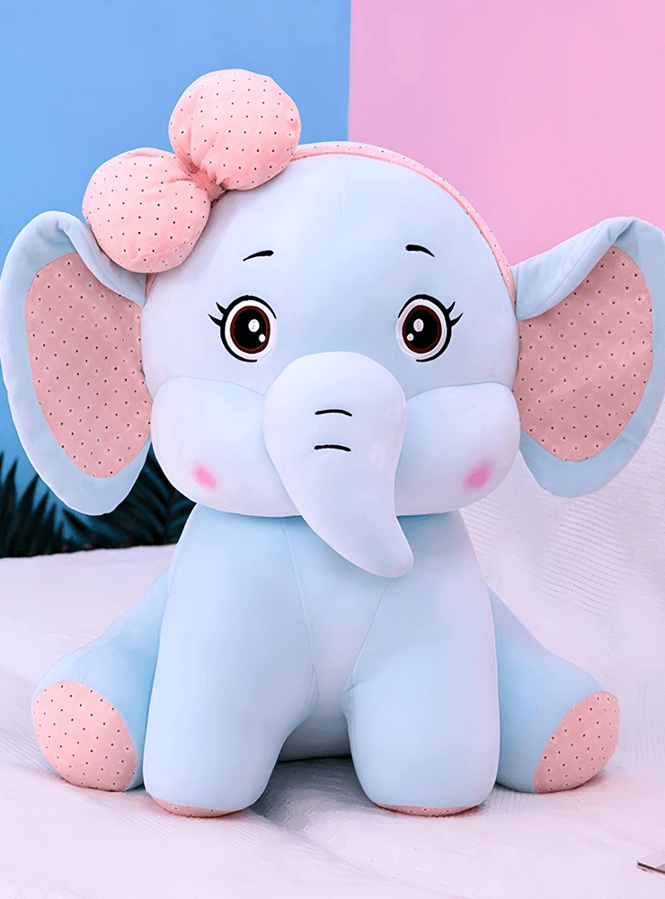 Super Soft Cute Elephant with bow Light Blue – Thiva